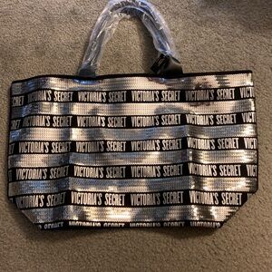 Victoria Secret silver glitter tote